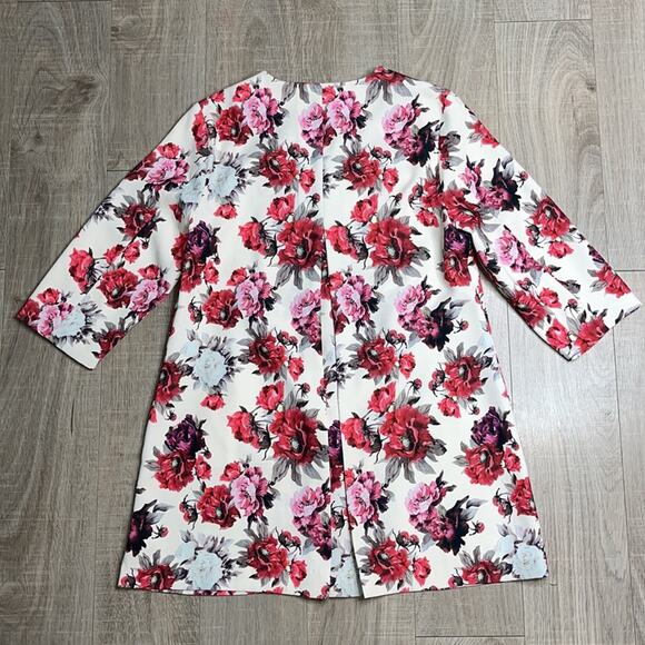 LUII Pink Cream Floral Snap Front 3/4 Sleeve Jacket Women’s Size Medium - Picture 9 of 9